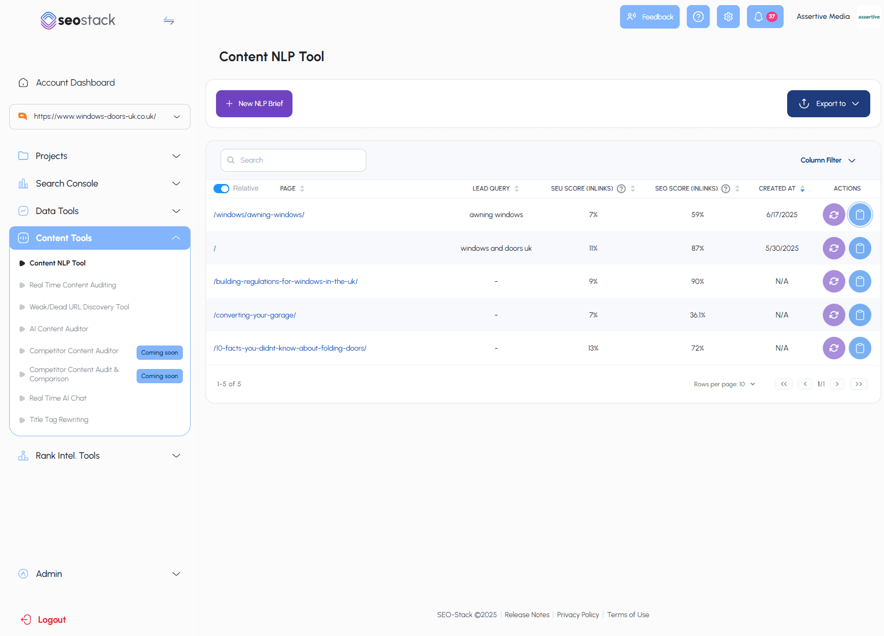 Content NLP Tool Navigation