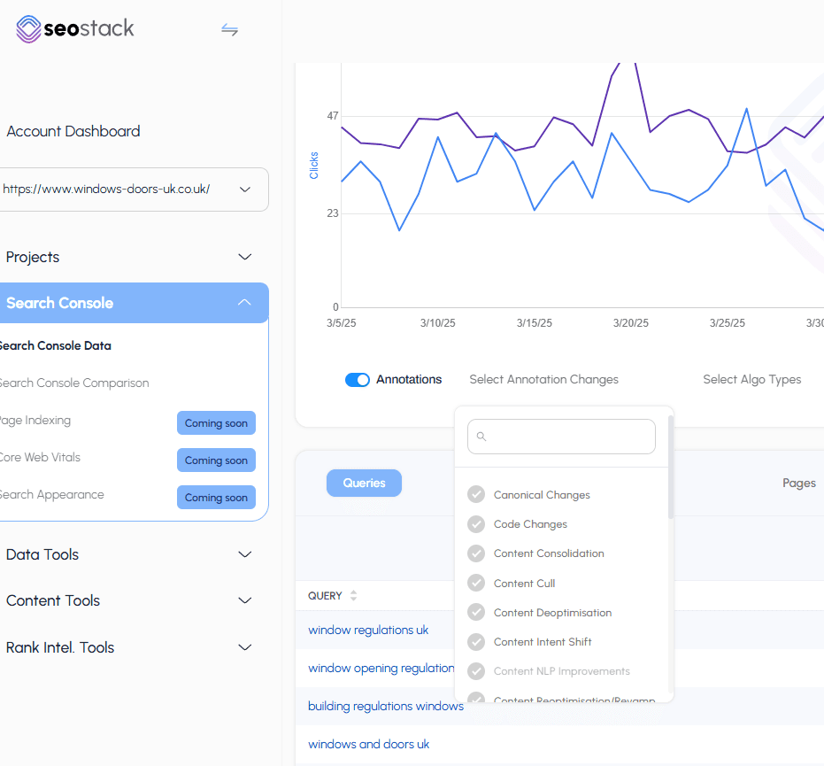 Annotation filtering interface showing different annotation types