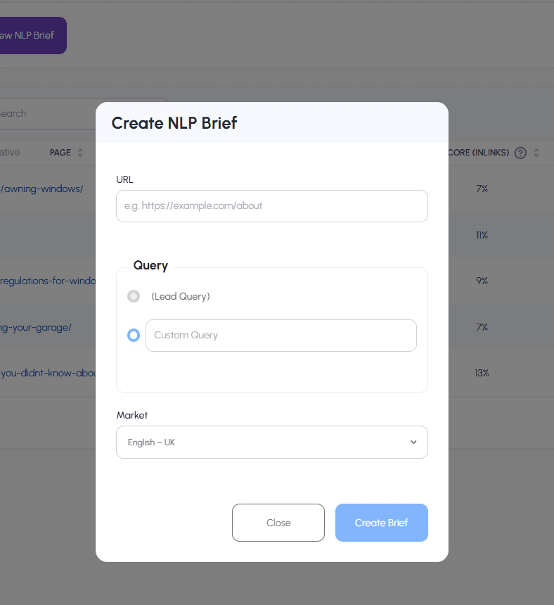 Create NLP Brief Interface